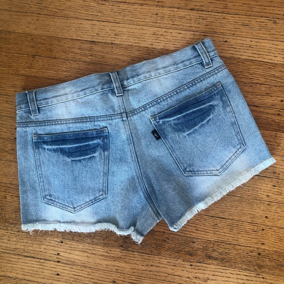 JOYRICH LETTERMAN PATCH VARSITY DENIM SHORTS NWT - Picture 4 of 6